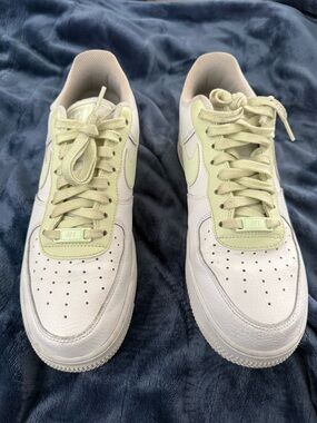 Nike Air Force 1’s White Sneakers with Light Green Accents